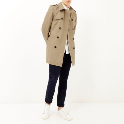 Brown smart double breasted trench coat